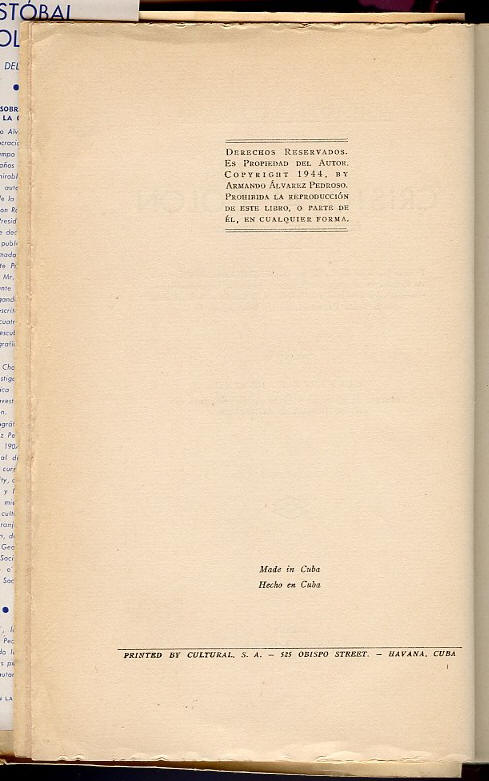 Cristobal Colon by Armando Alvarez Pedroso Published 1944 Copyright