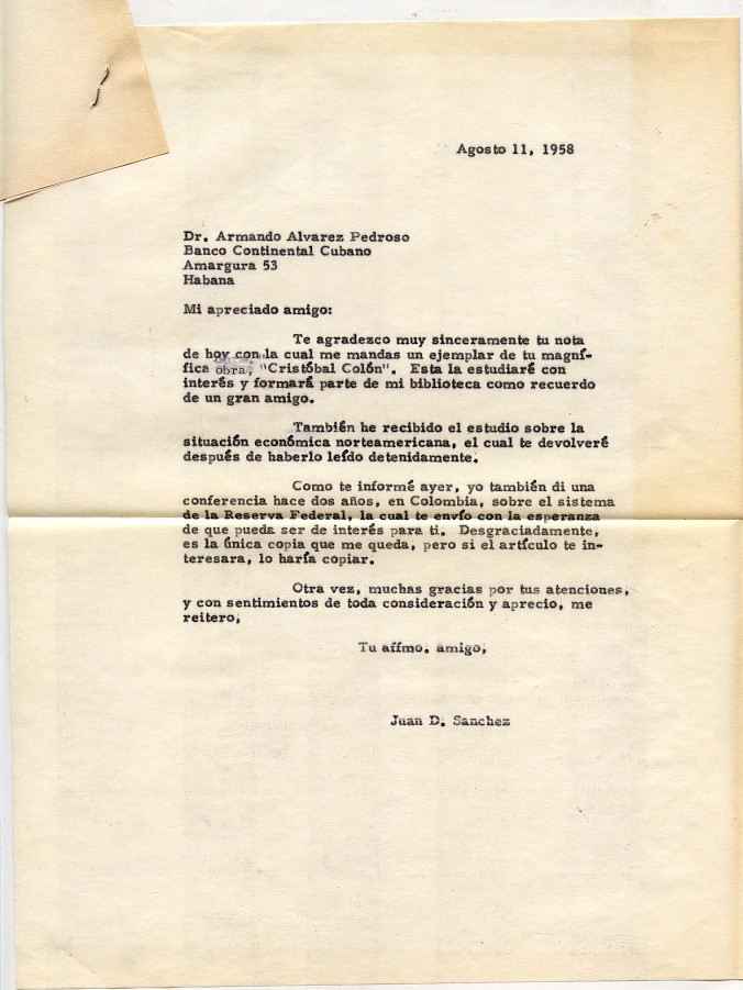 Cristobal Colon by Armando Alvarez Pedroso Published 1944 Letter to the Author