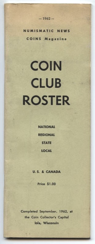 Numismatic News Coins Magazine Coin Club Roster 1962