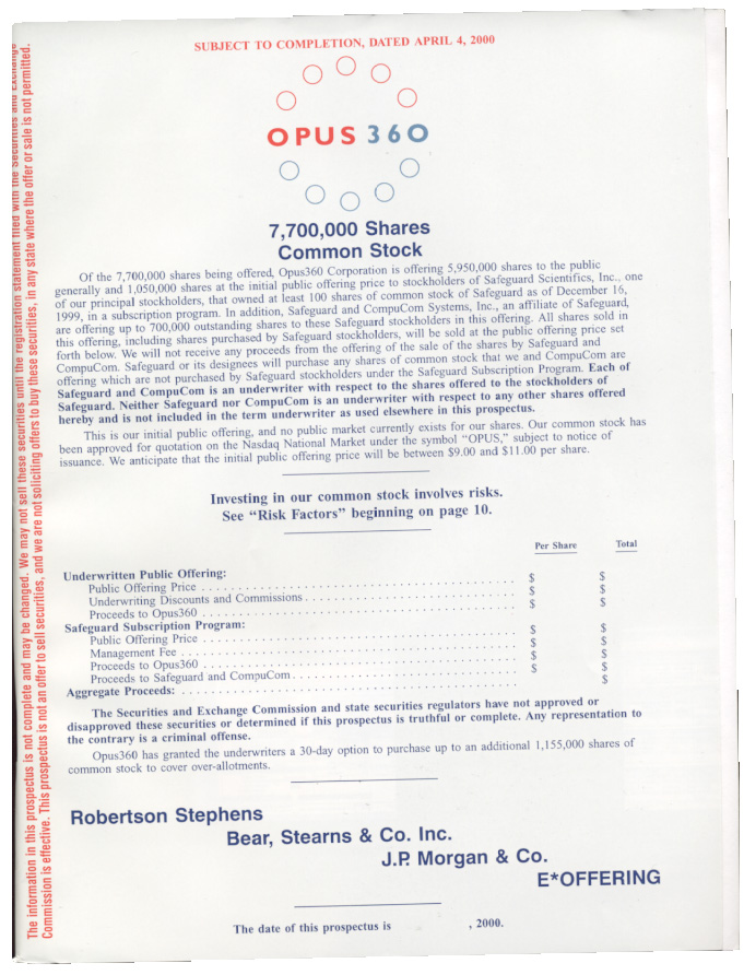 Opus 360 Initial Public Offering