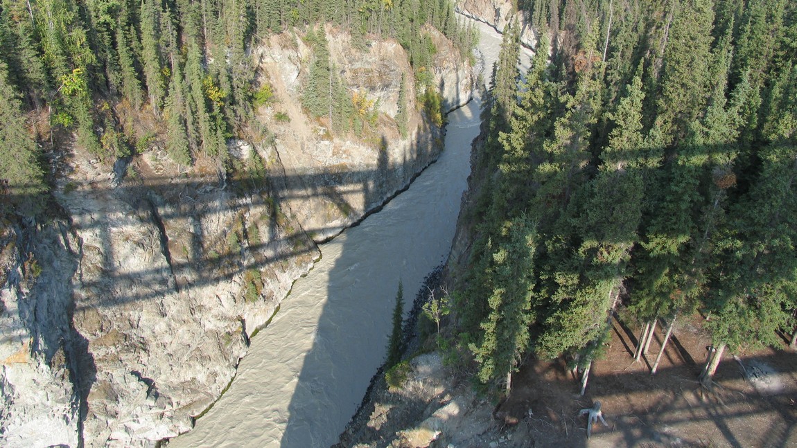 Looking down from the Kuskulana Bridge