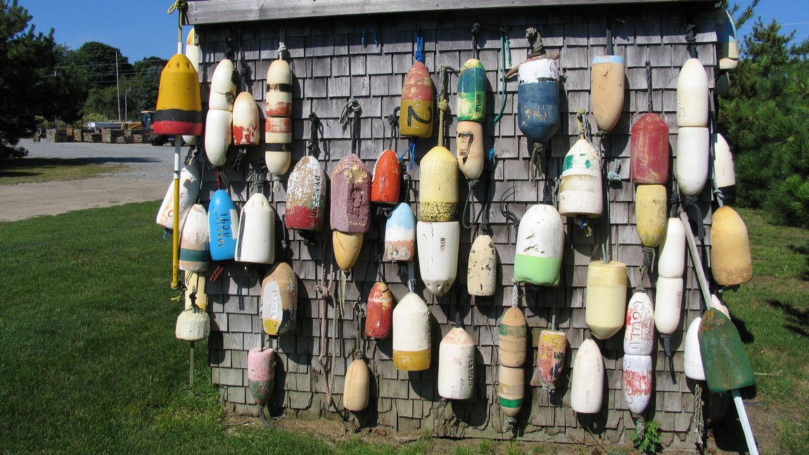 Colorful lobster buoys