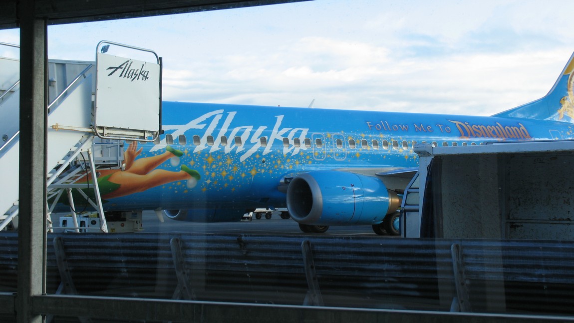 Disney decorated airplane