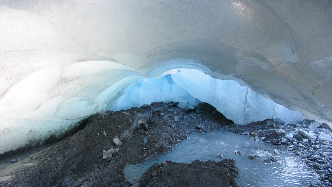 Climbing in an ice cave