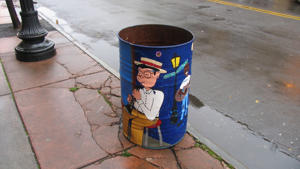 Painted litter can