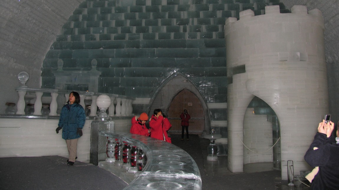 Ice Hotel lit up