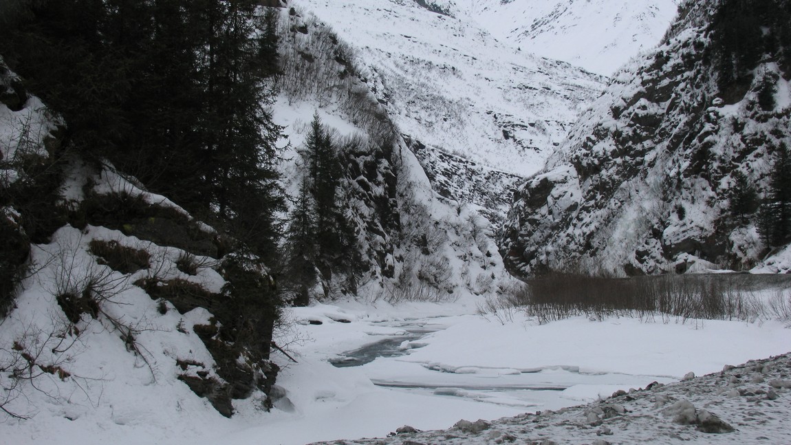 Mostly frozen river