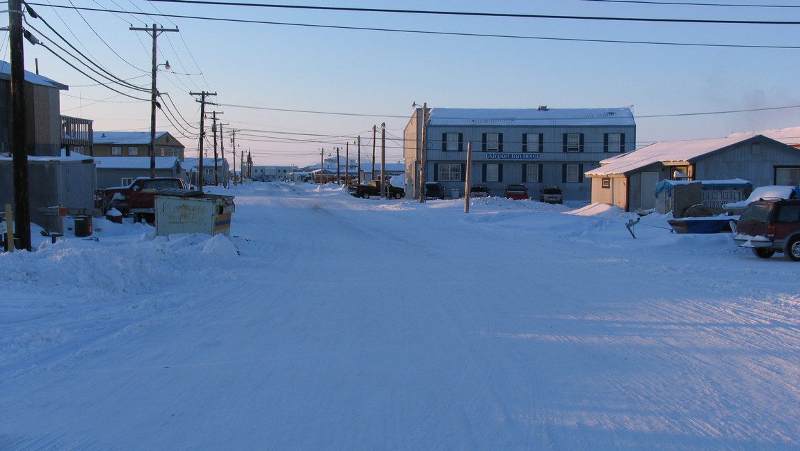 Looking down the street
