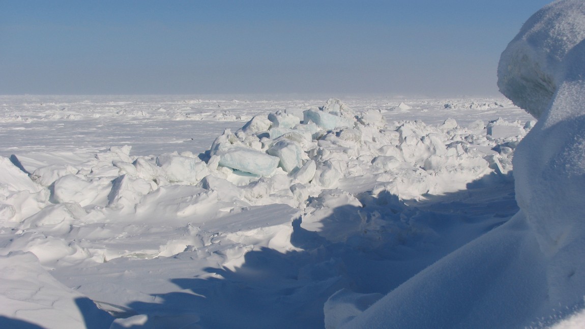 Top of a pressure ridge