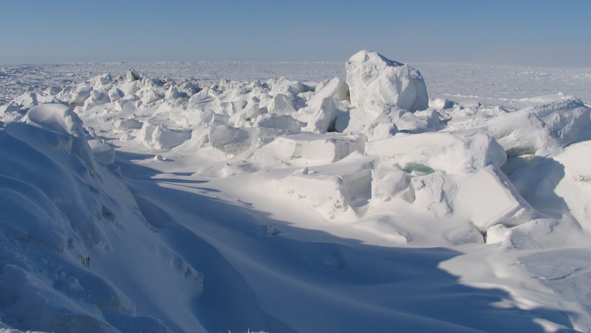 Top of a pressure ridge