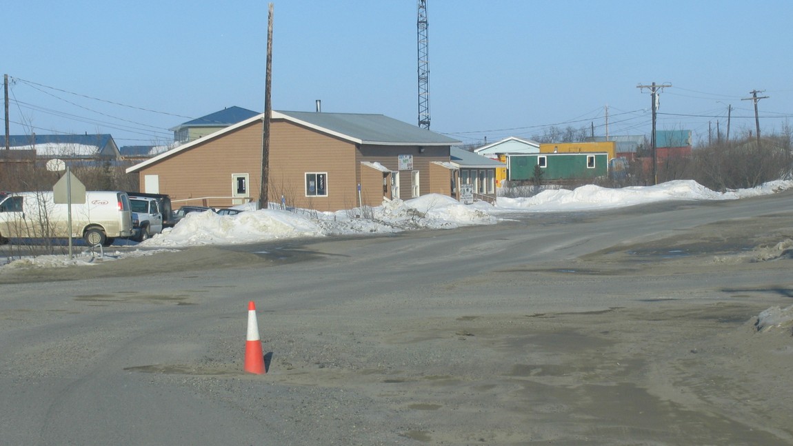 Potholes are marked with cones