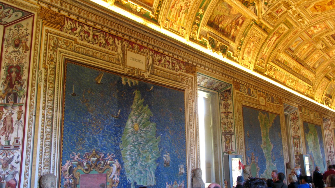 Old maps painted on the walls