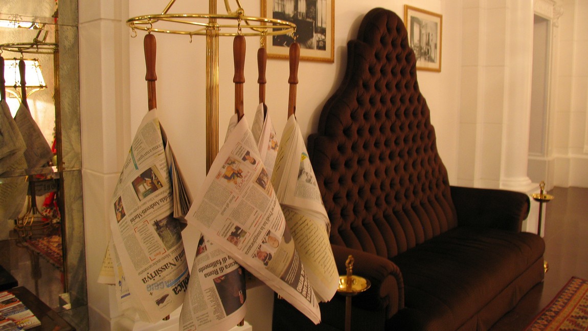 Newspapers on display