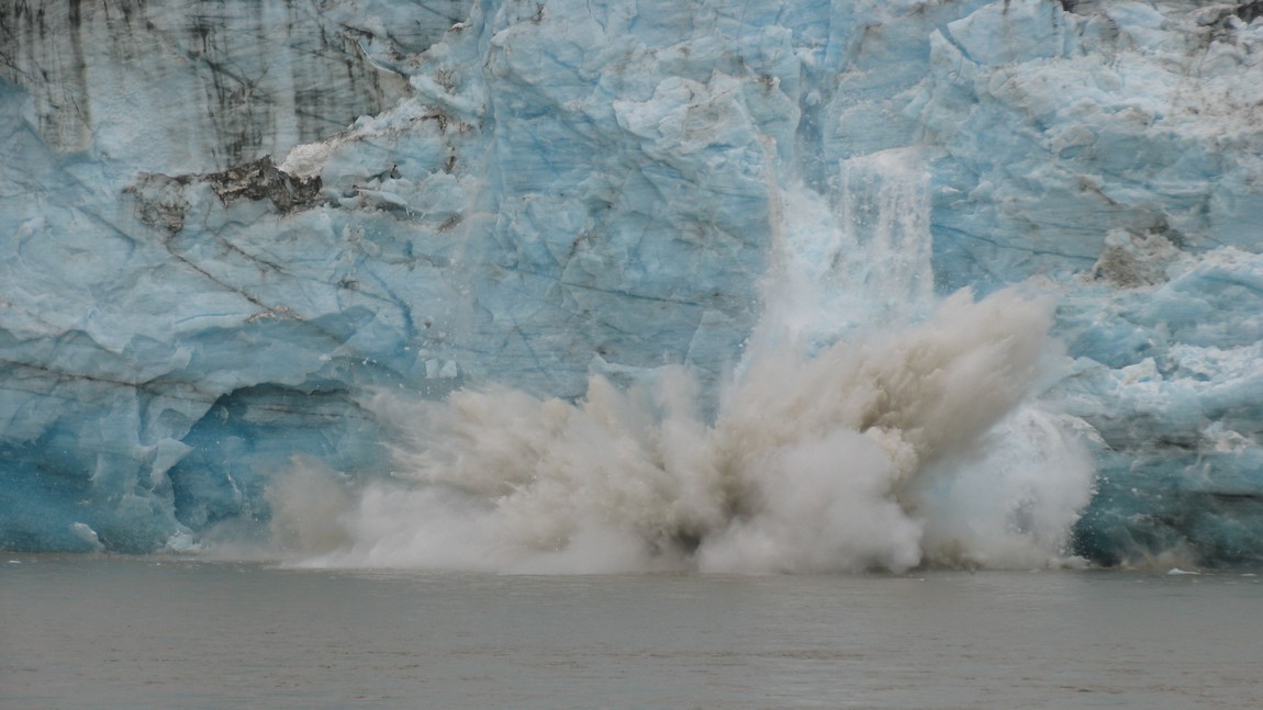 Large chunks of ice falling