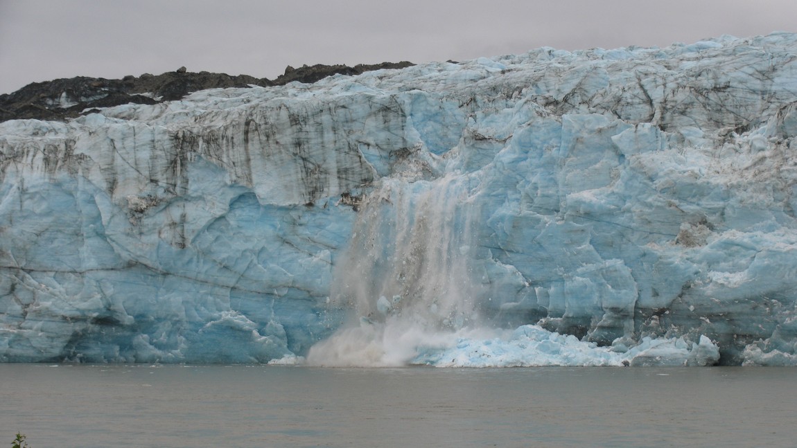 Large slab of ice collapsing