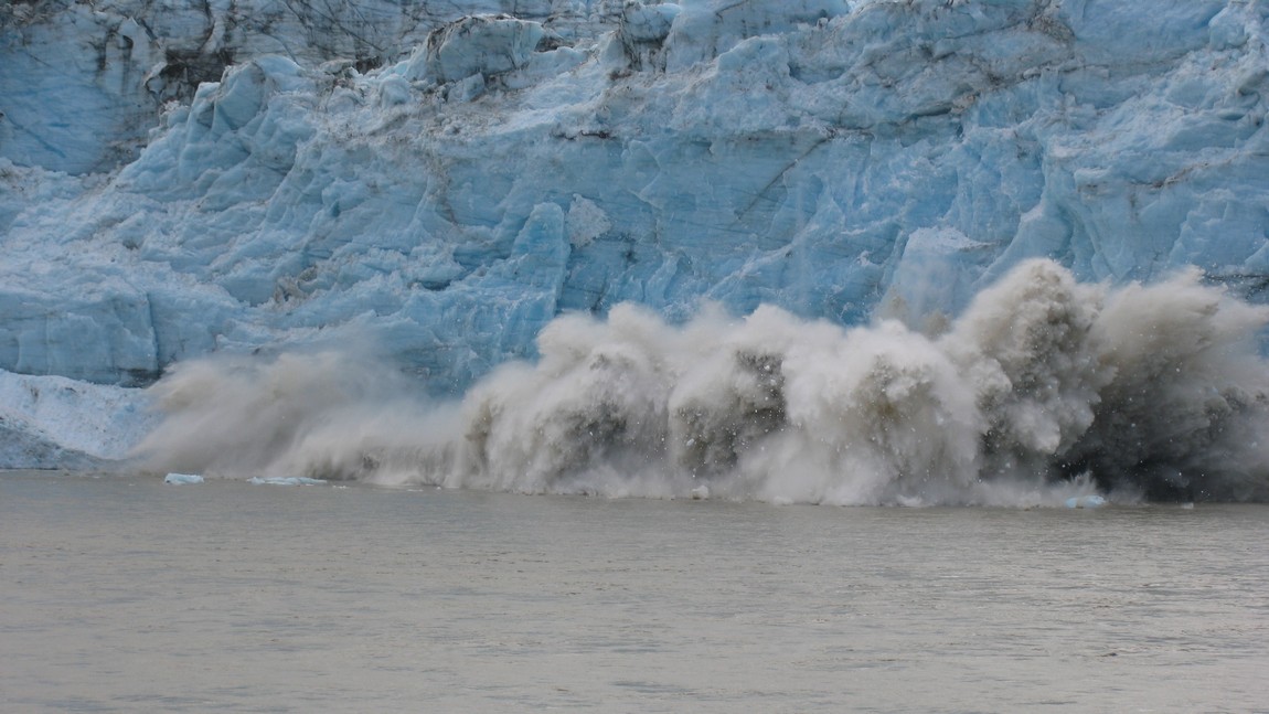Slab of ice collapsing