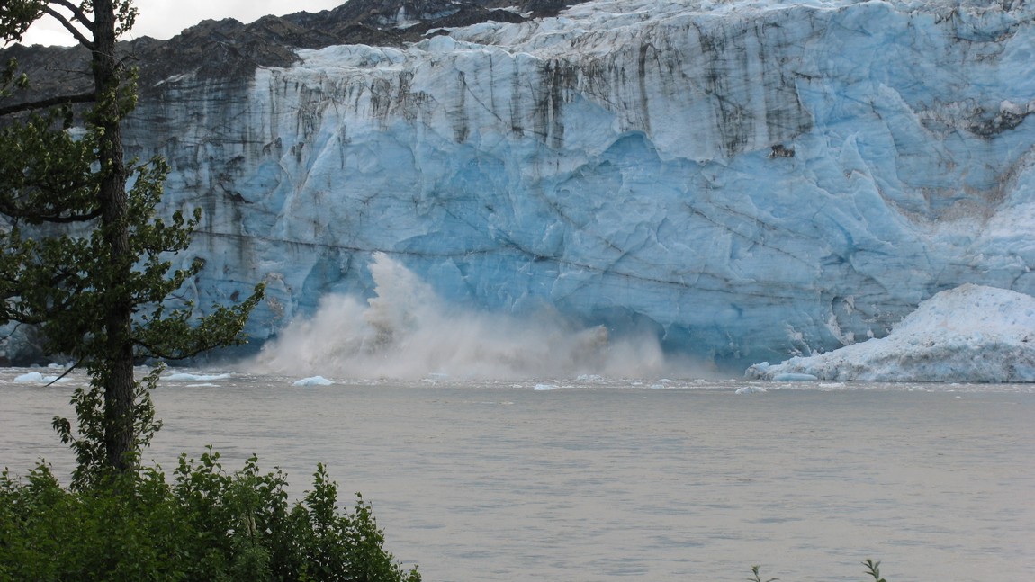 Slab of ice collapsing