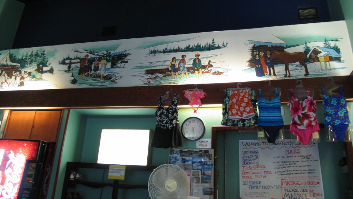 Inside the pool building