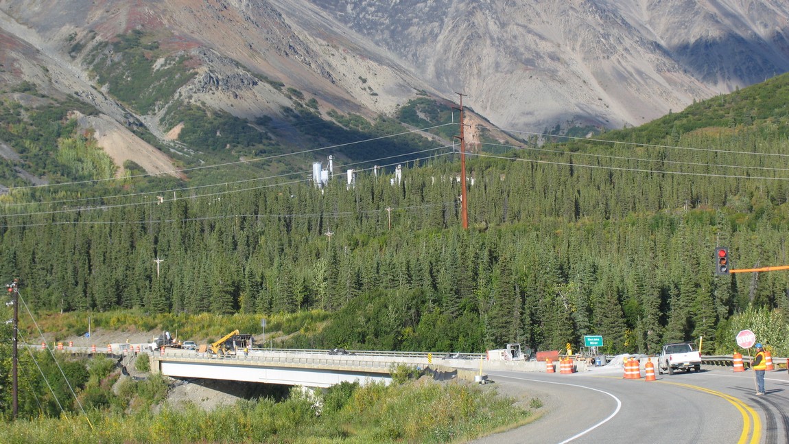 Stopped for a bridge paving project