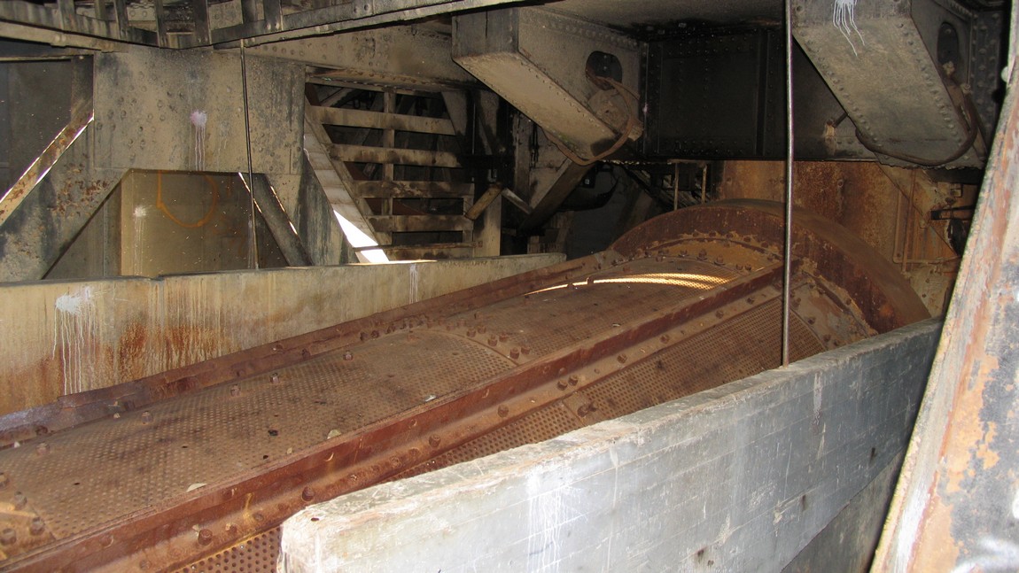Inside the gold dredge