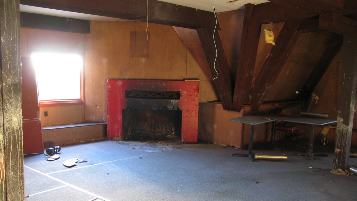 Inside the abandoned ski lodge