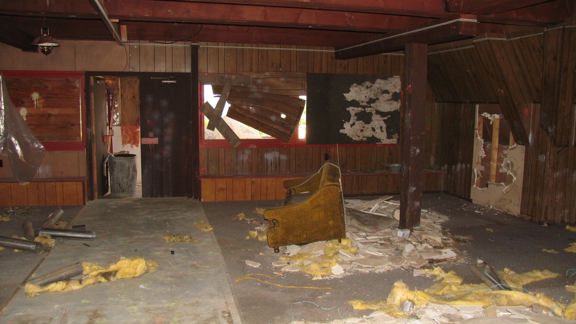 Inside the abandoned ski lodge