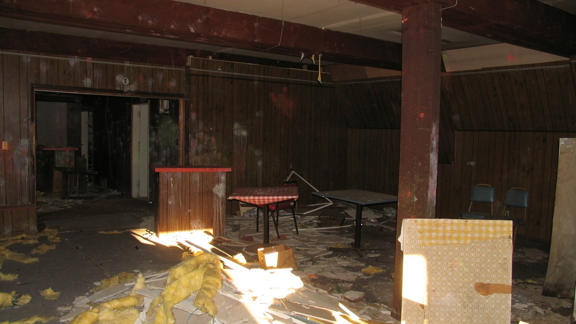 Inside the abandoned ski lodge