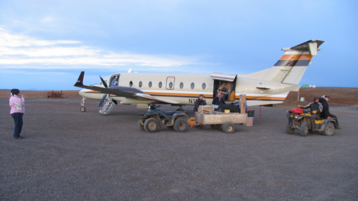 Unloading our airplane