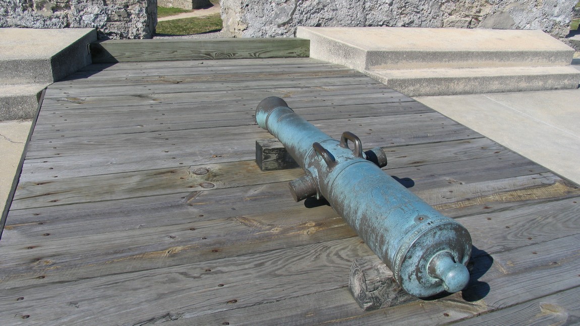 One of the cannons on display