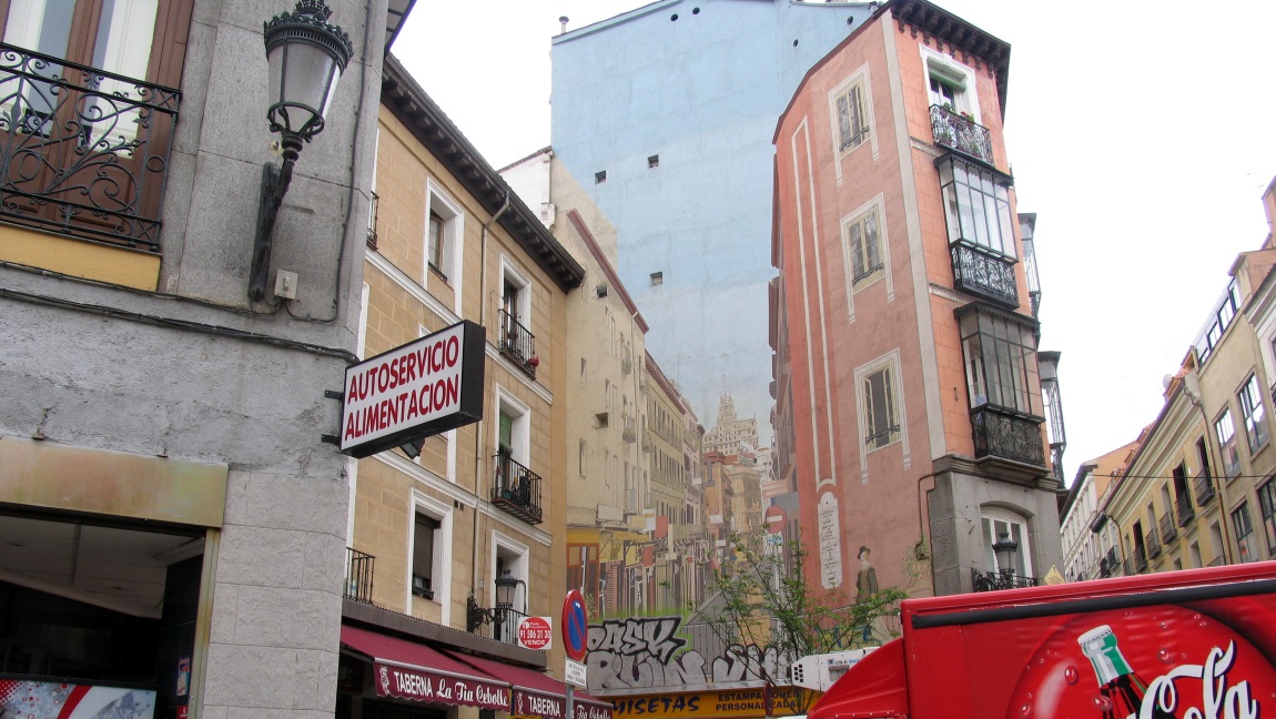 building is painted to look like a street