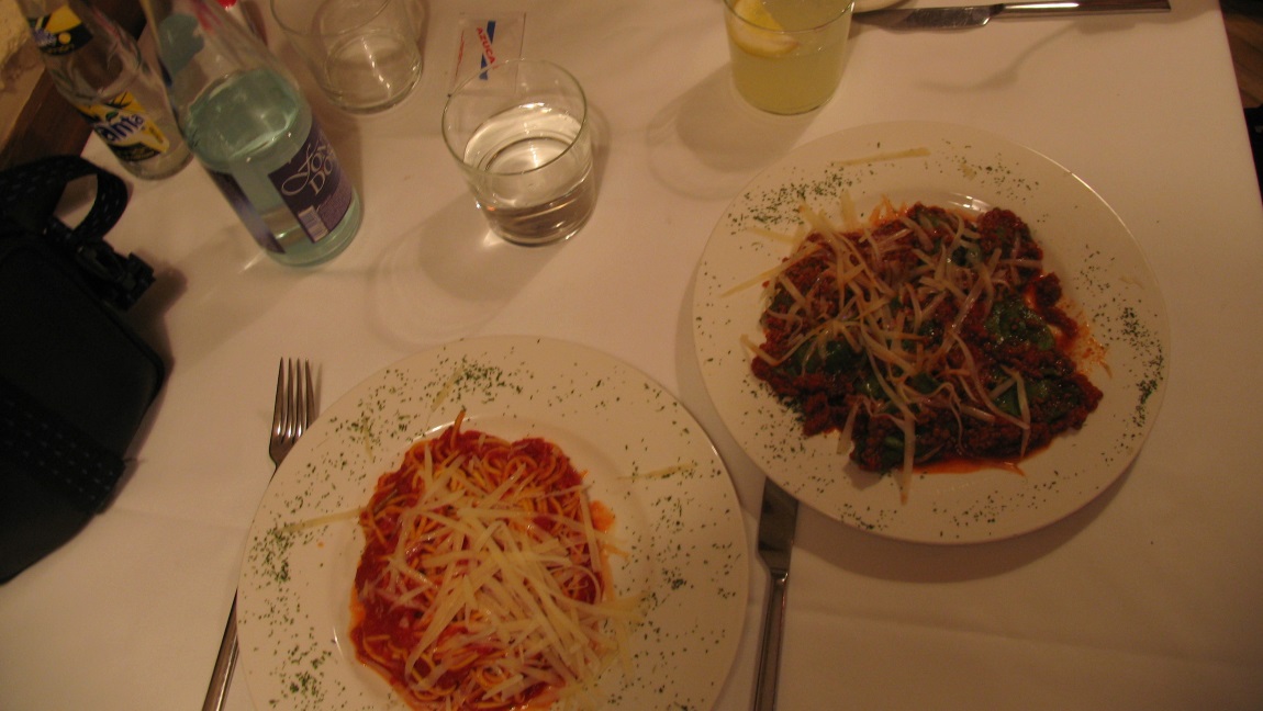 Eating dinner at Don Giovanni pizza parlor