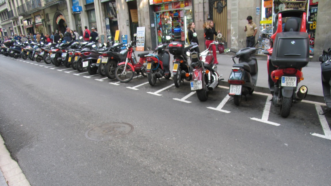Motor bike parking next to La Rambla