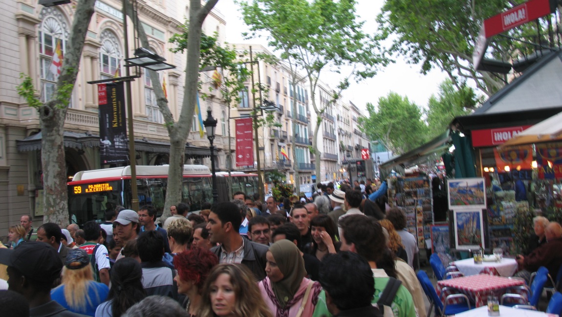 Note the dense crowds