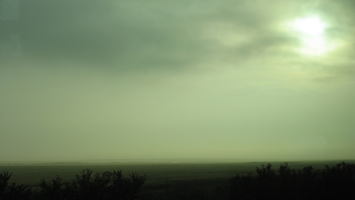 Departing Seville in the fog