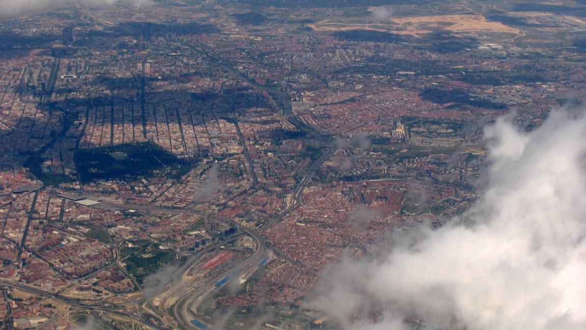 Passing back over Madrid