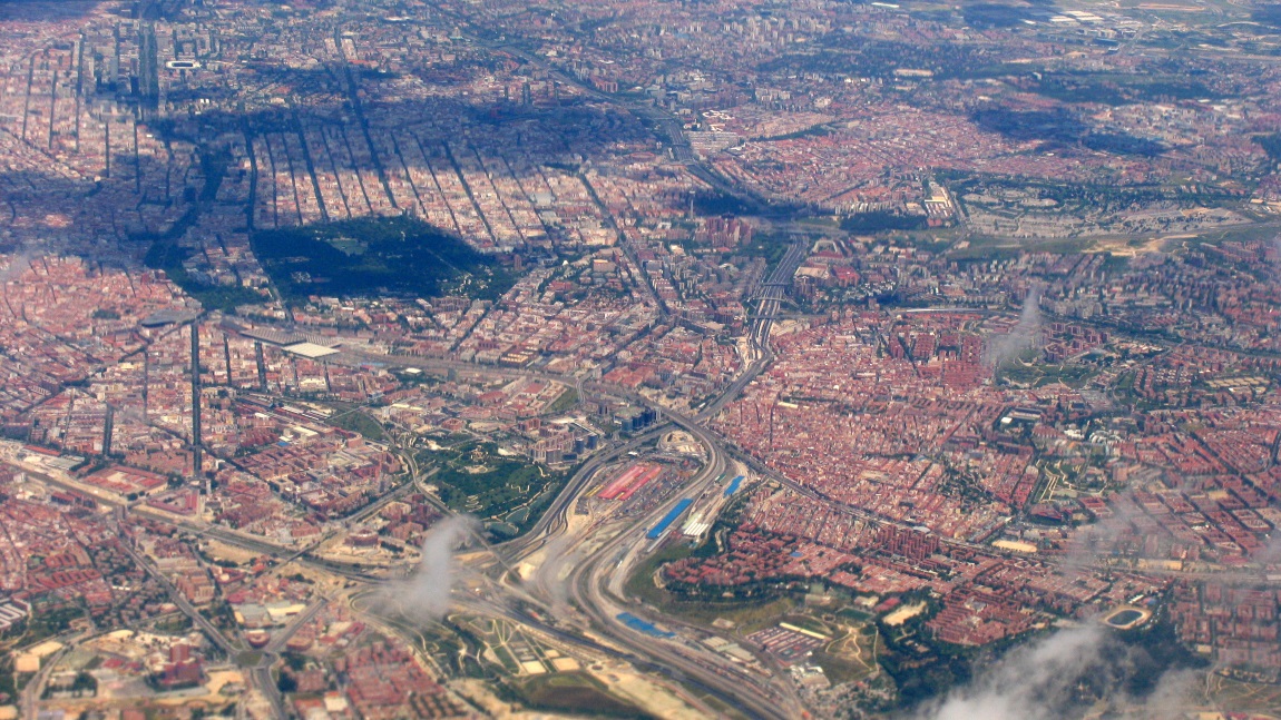 Passing back over Madrid