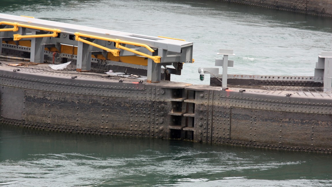 Closer view of closed doors