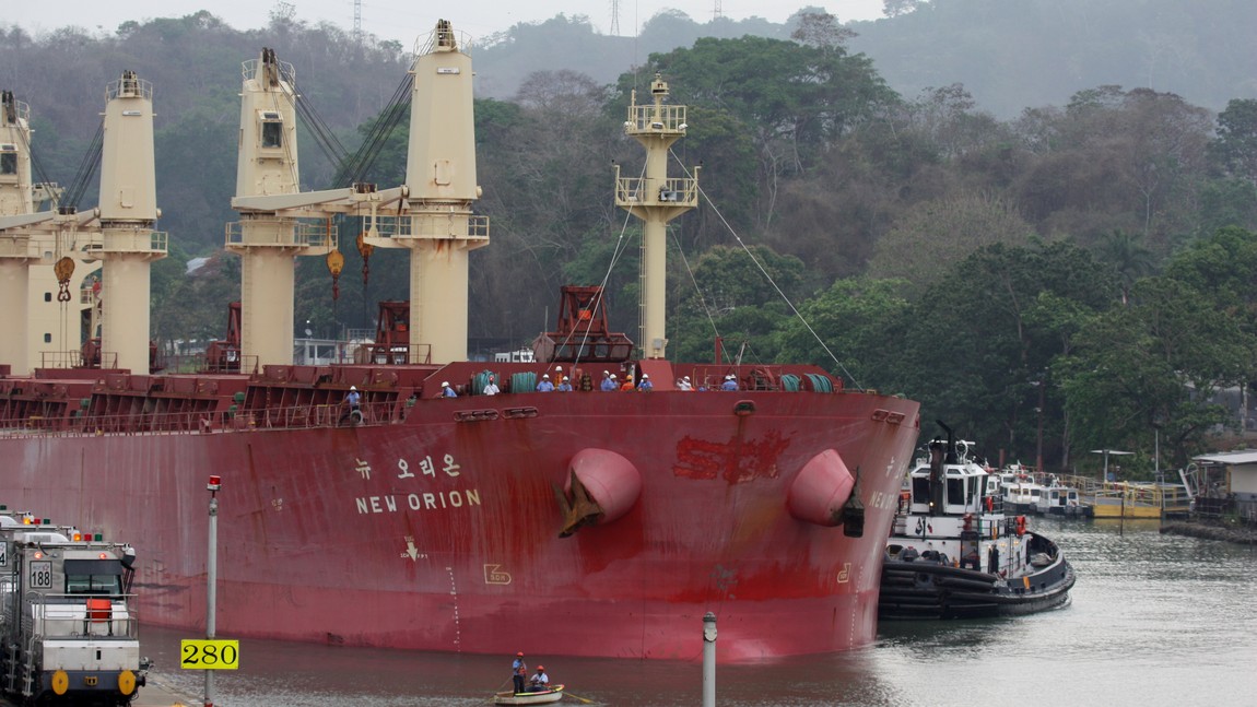 Another ship enters the lock
