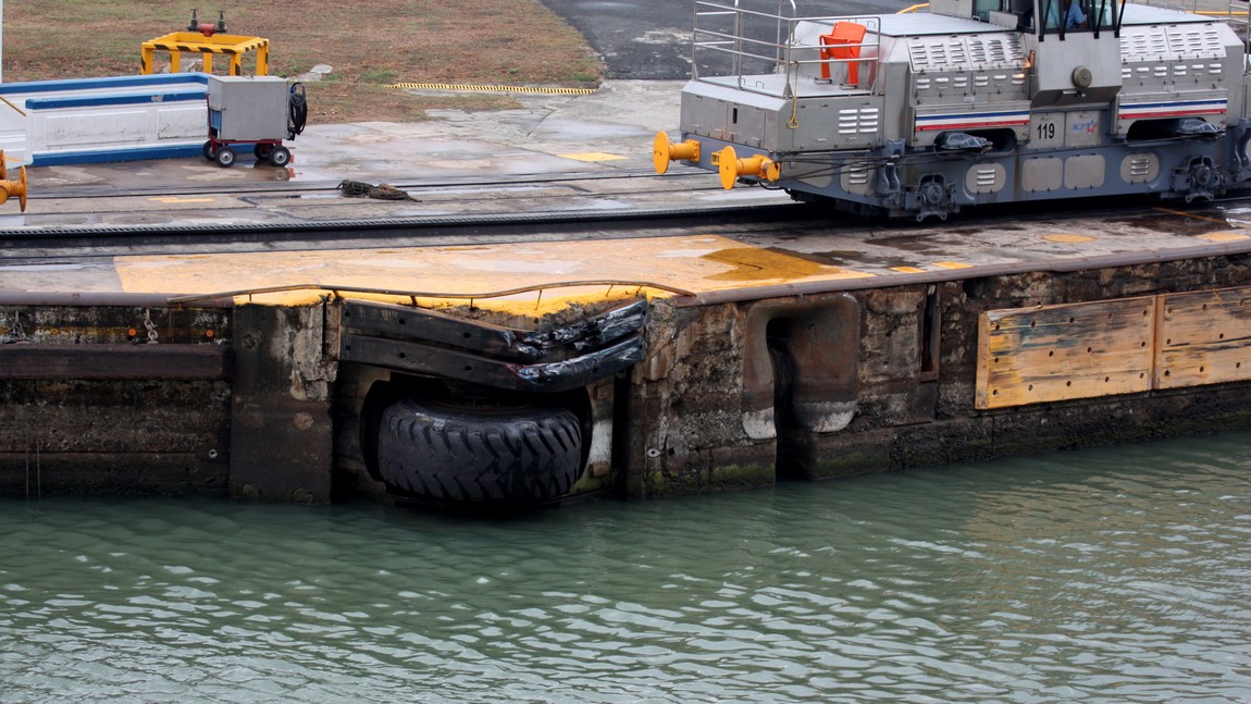 Damage around the rubber bumper