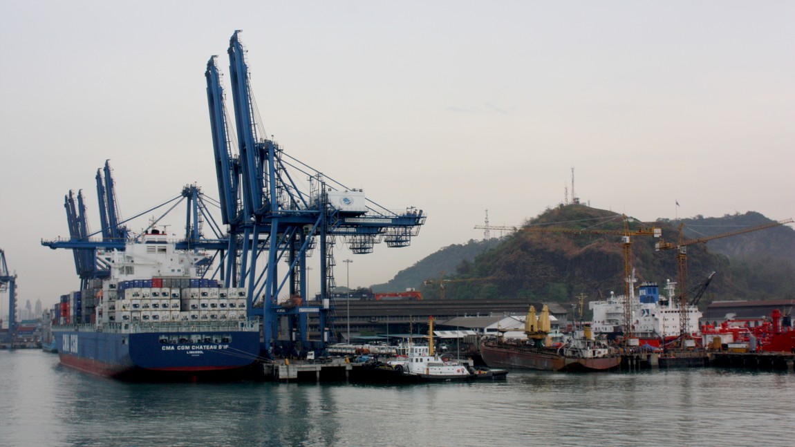 Container ship loading area