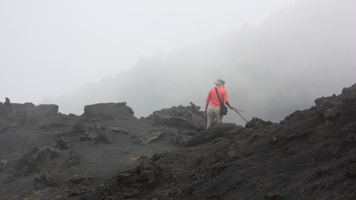 Hiking through the lava
