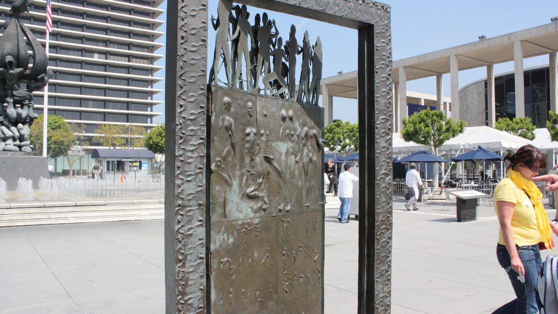 Artwork outside the Music Center