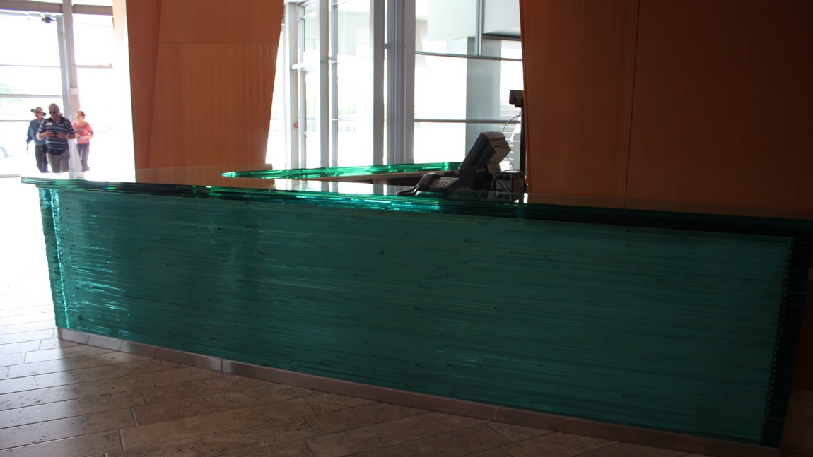 Big glass front desk