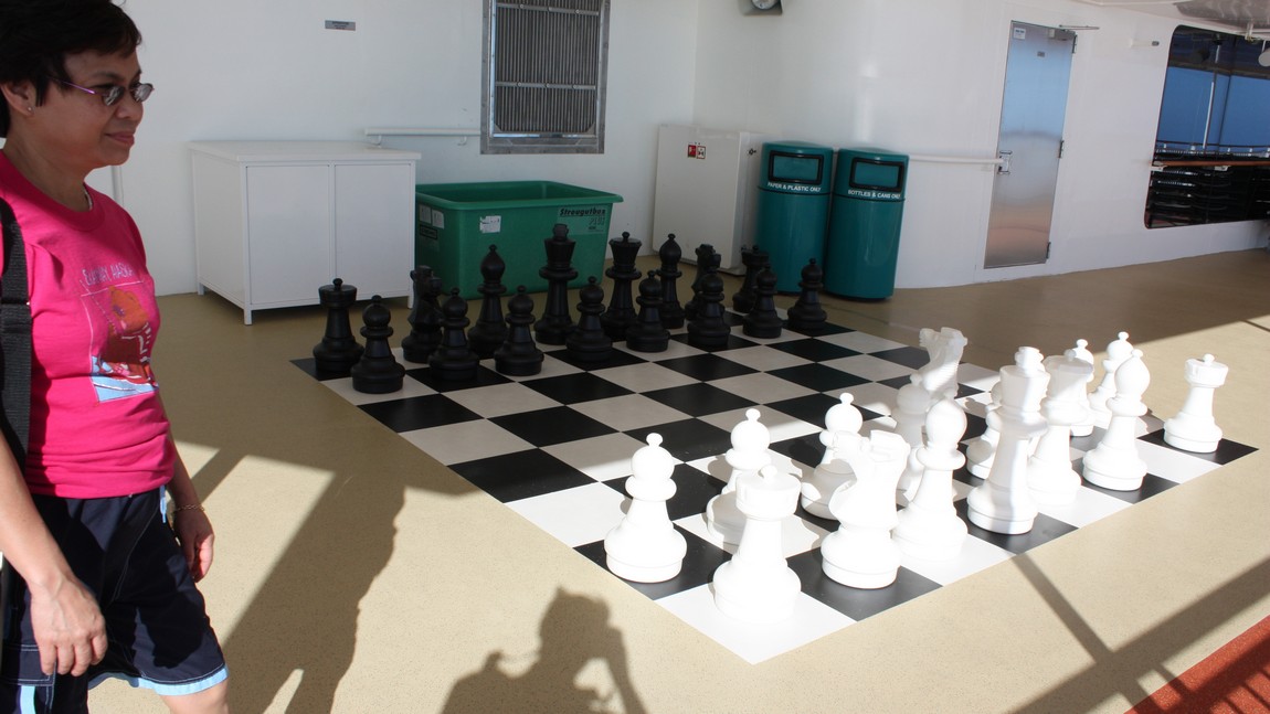 Chess set up on deck