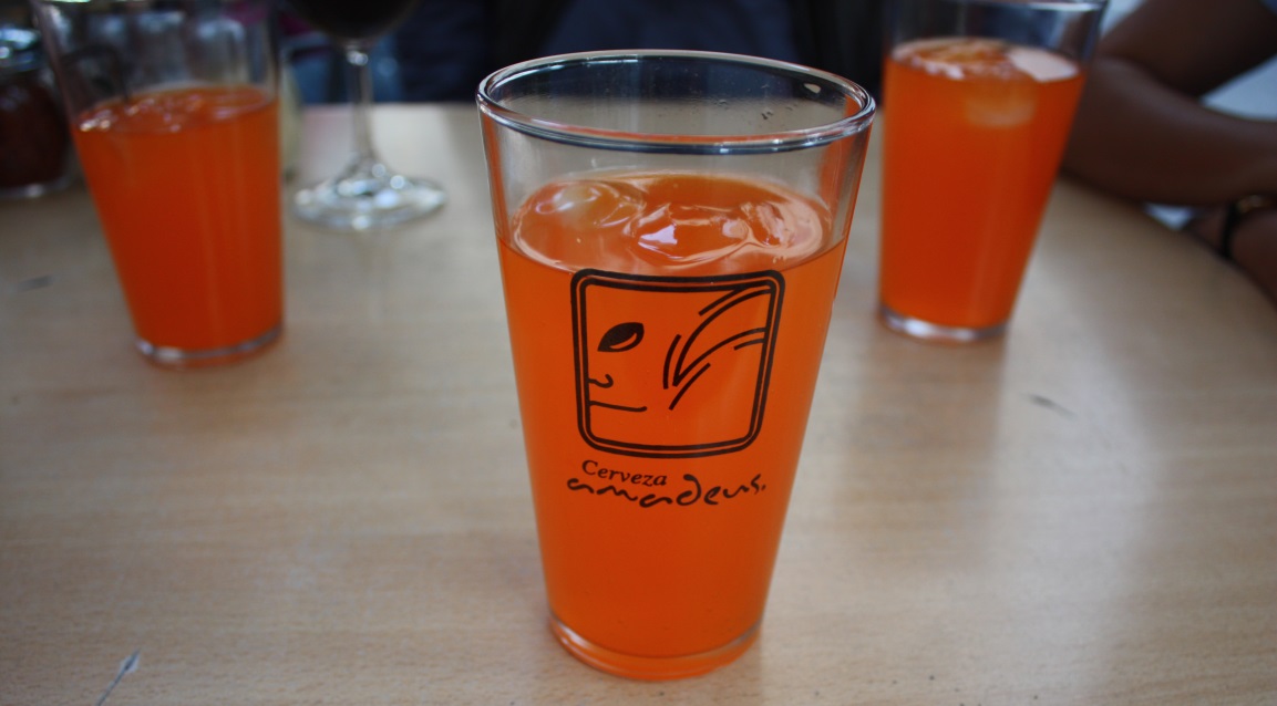 Drinking Fanta at Amadeus Pizza