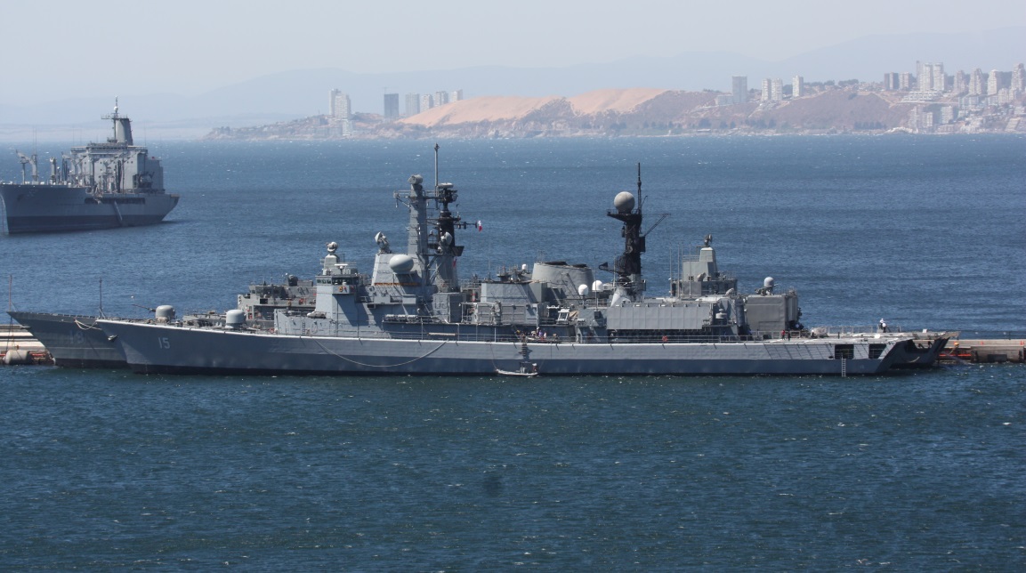 Three military vessels