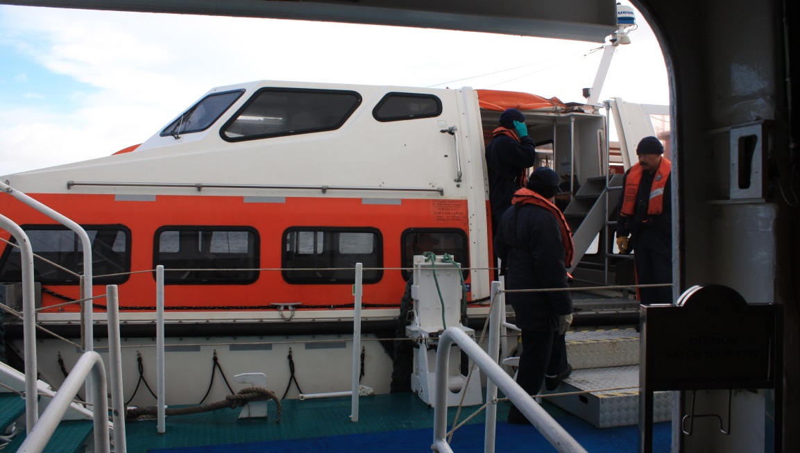 Boarding the tender