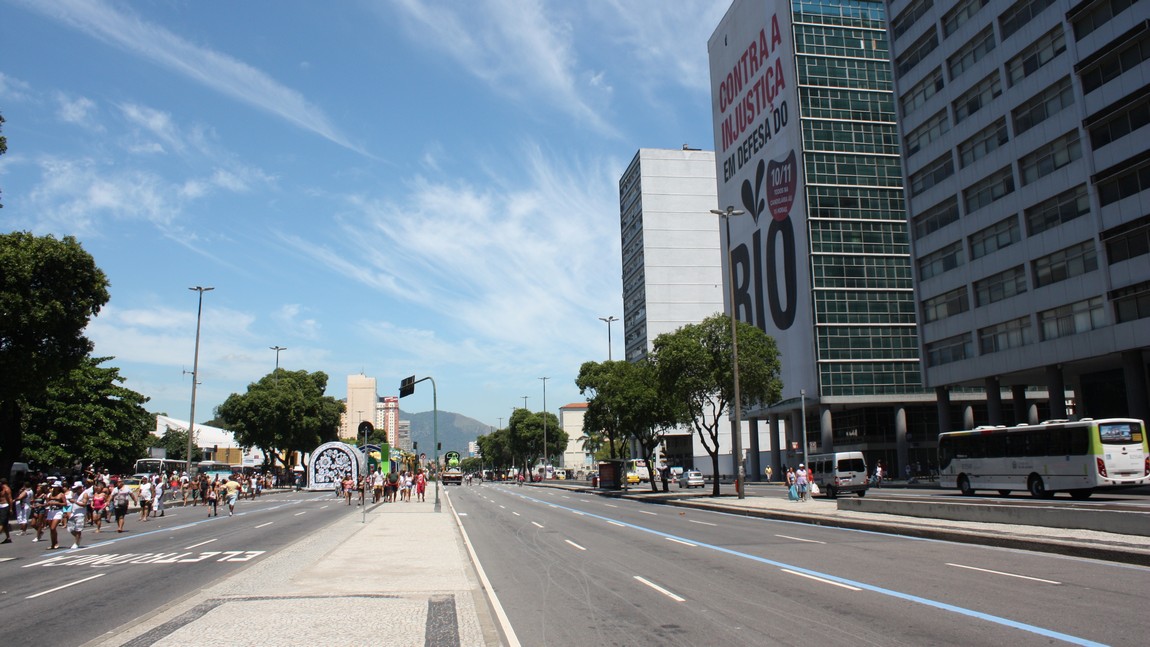 Looking back down the street