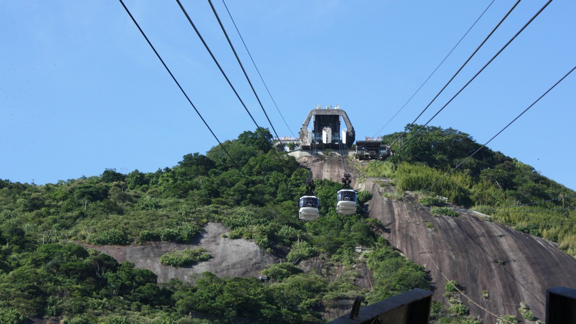 Looking up from the cable car station