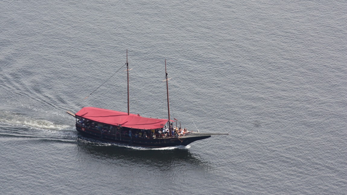 Boat passing below